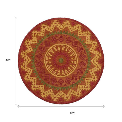 4' Round Orange Decorative Area Rug