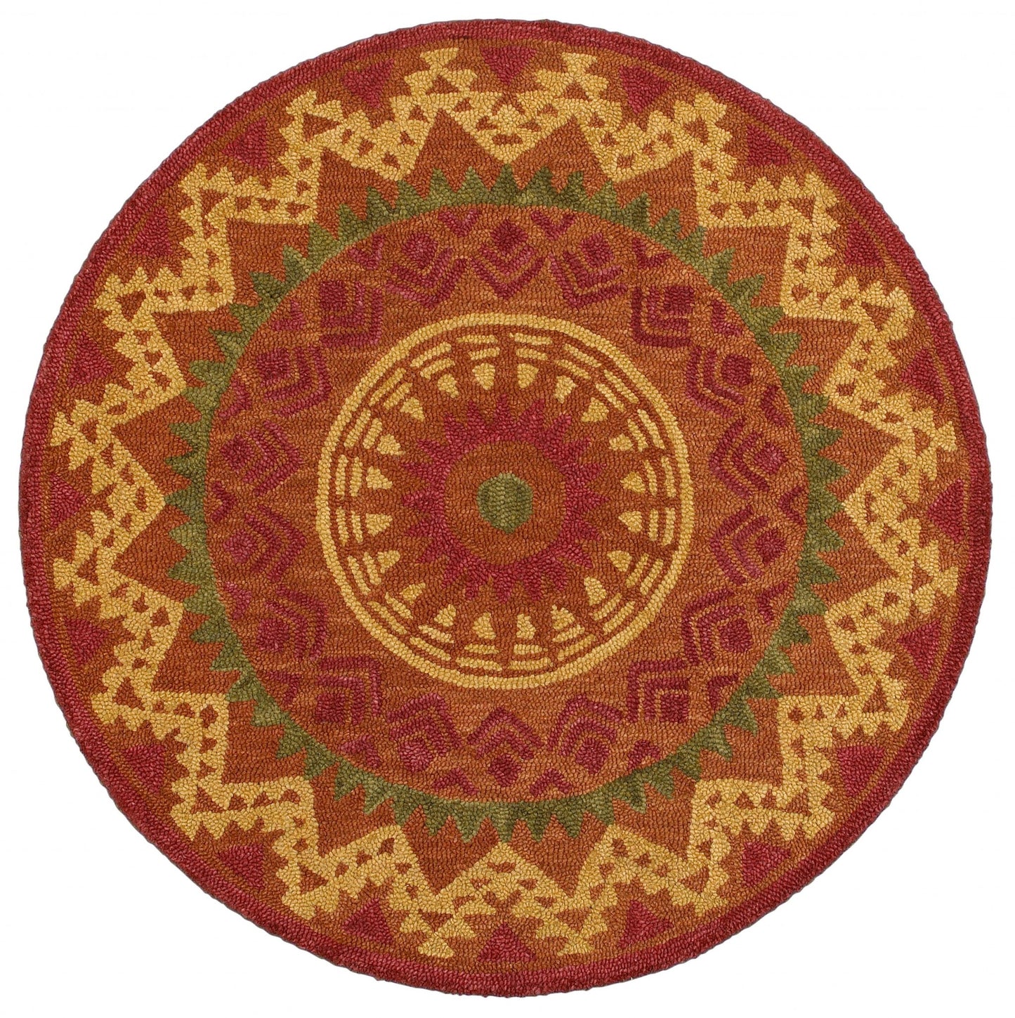 4' Round Orange Decorative Area Rug