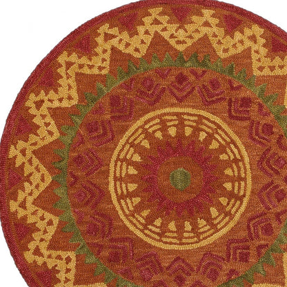 4' Round Orange Decorative Area Rug