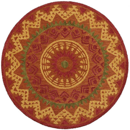 6' Round Orange Decorative Area Rug