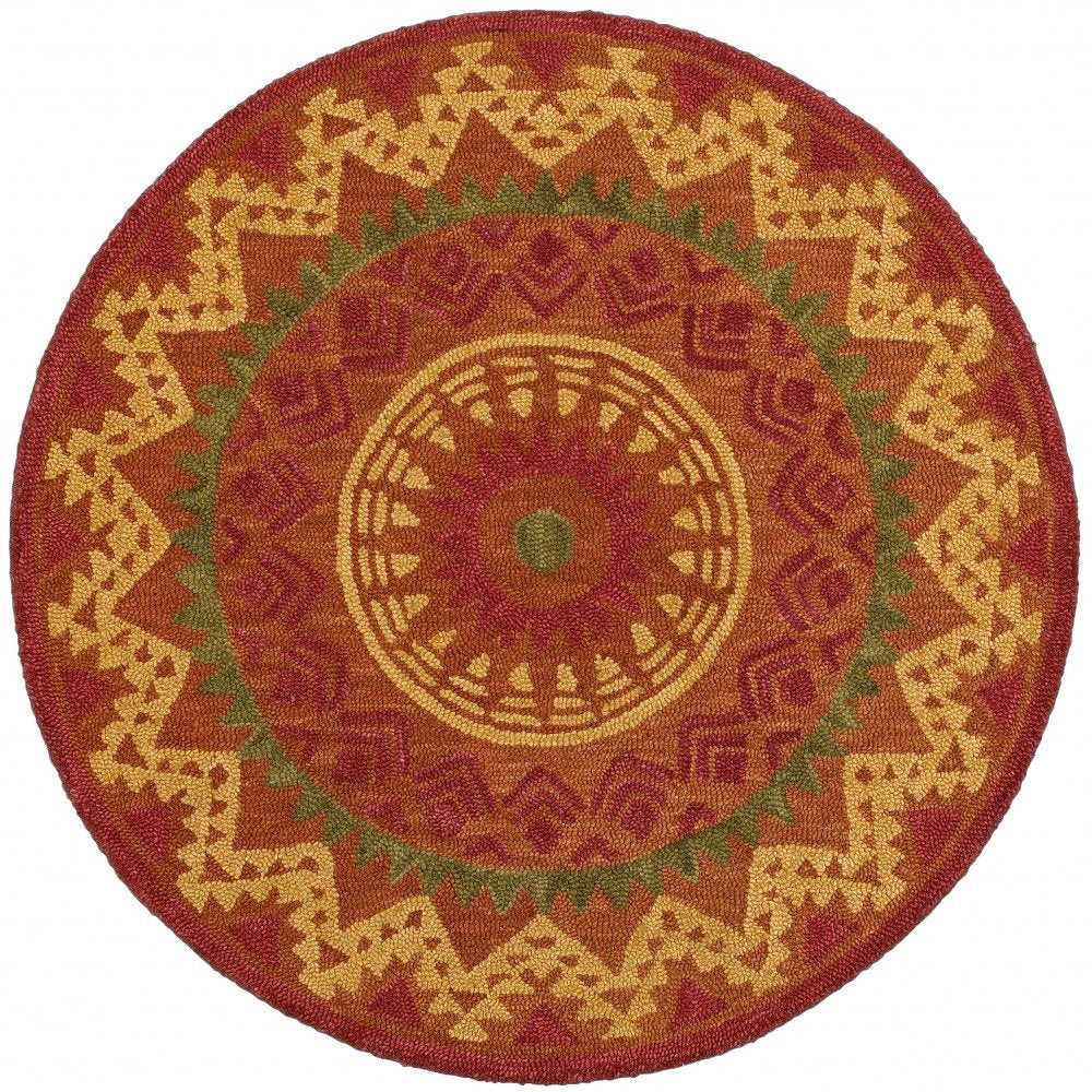 6' Round Orange Decorative Area Rug