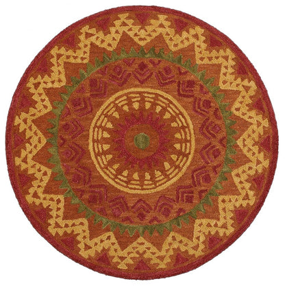 6' Round Orange Decorative Area Rug