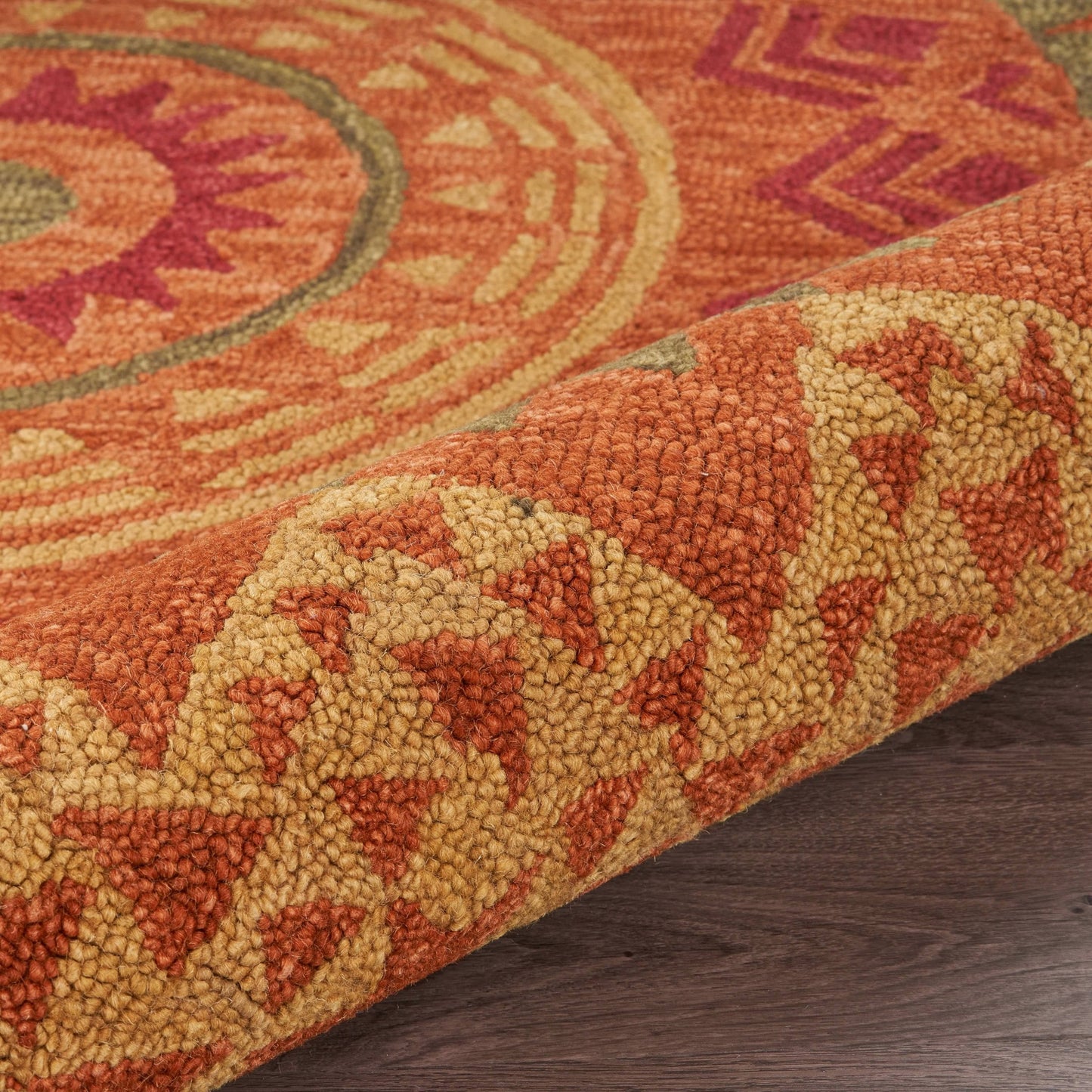 4' Round Orange Decorative Area Rug