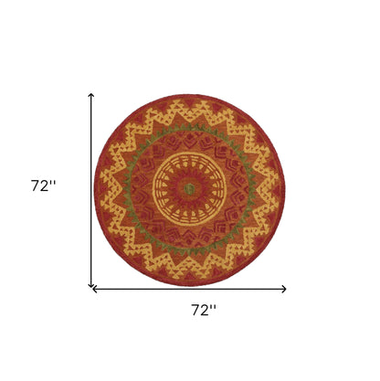 4' Round Orange Decorative Area Rug