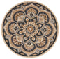 4' Round Black Flower Blossom Area Rug