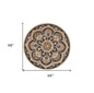 4' Round Black Flower Blossom Area Rug