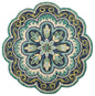 6' Green And Ivory Wool Geometric Hand Tufted Round Rug