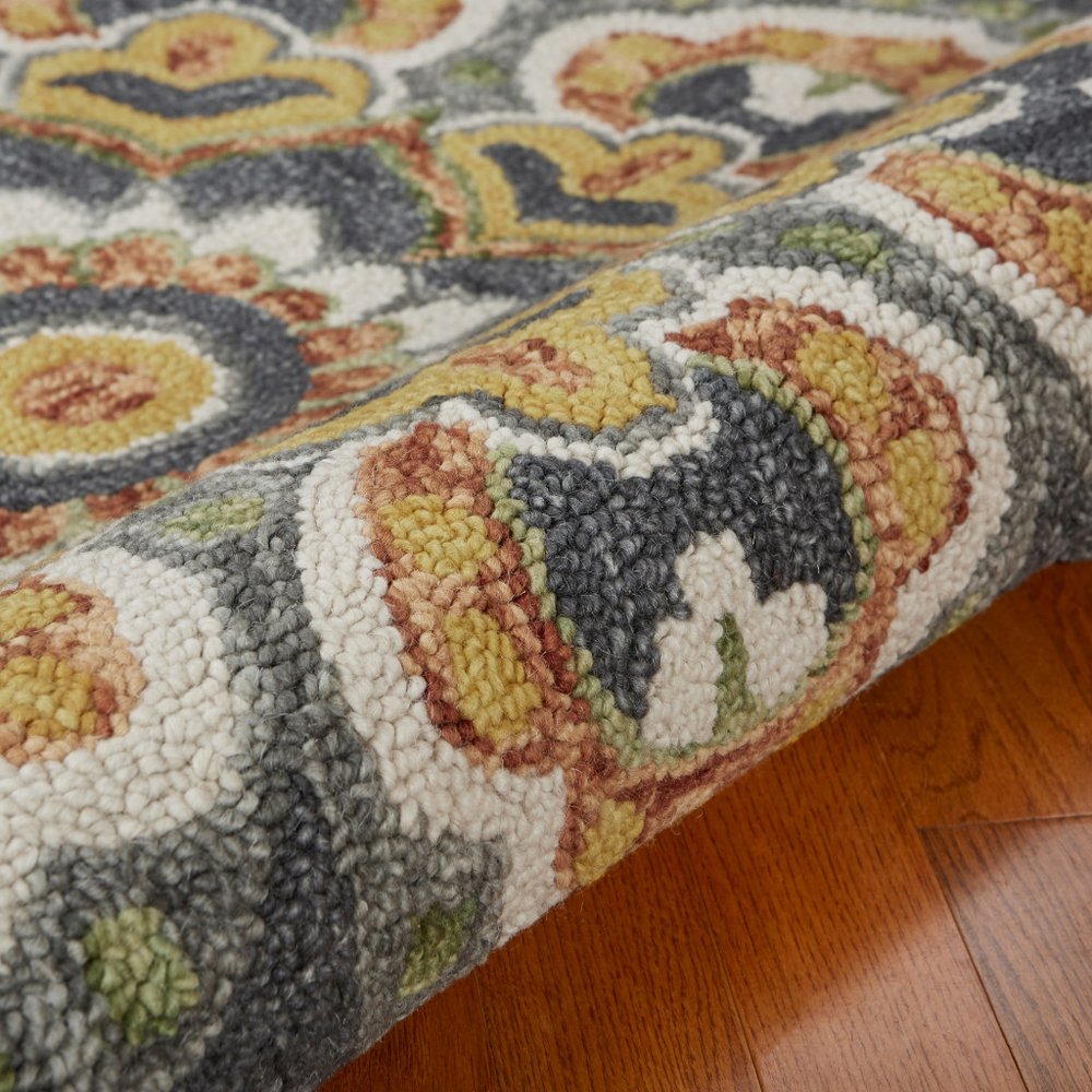 4' Gray Wool Geometric Hand Tufted Round Rug
