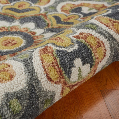 4' Gray Wool Geometric Hand Tufted Round Rug