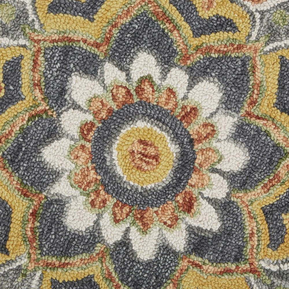 4' Gray Wool Geometric Hand Tufted Round Rug