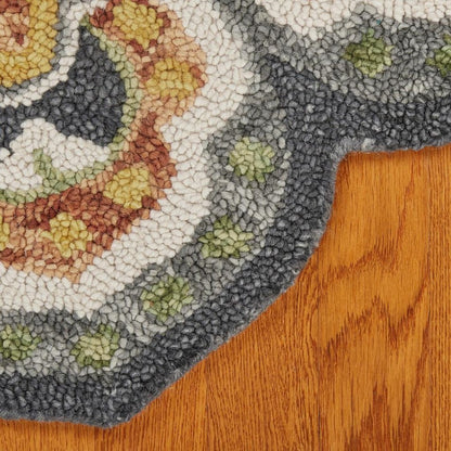 4' Gray Wool Geometric Hand Tufted Round Rug