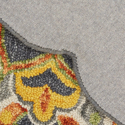 4' Gray Wool Geometric Hand Tufted Round Rug