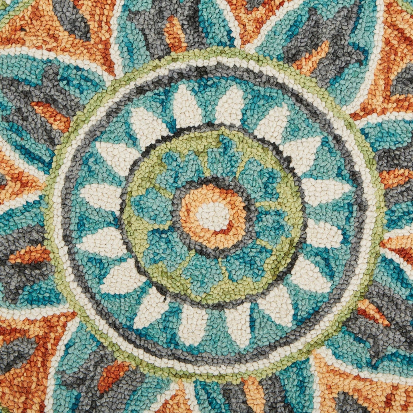 4' Round Blue And Orange Medallion Area Rug