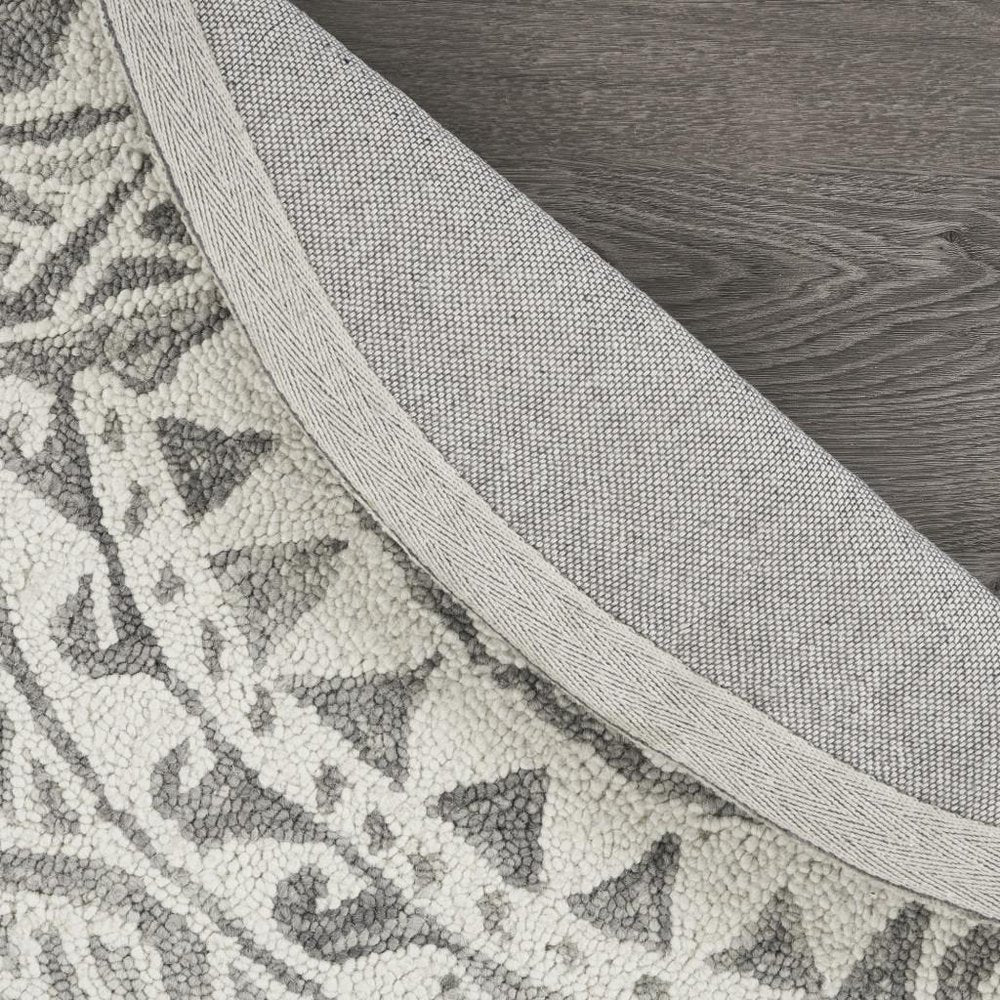 4' Round Gray Decorative Waves Area Rug