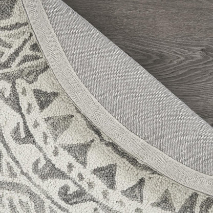 4' Round Gray Decorative Waves Area Rug