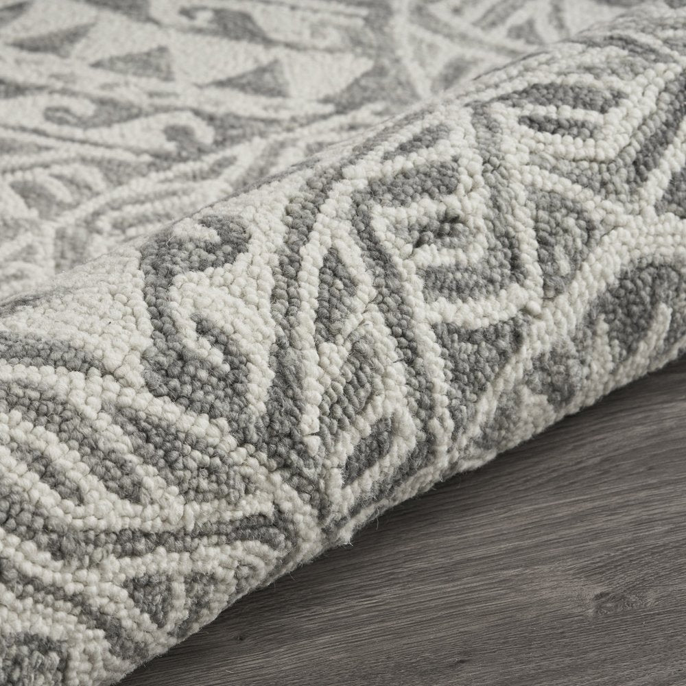 4' Round Gray Decorative Waves Area Rug