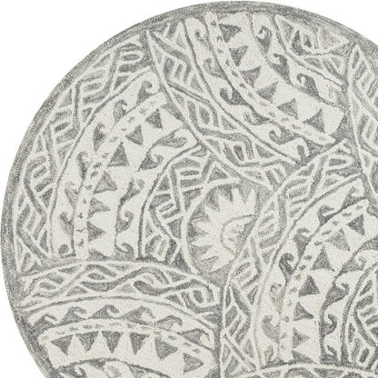 4' Round Gray Decorative Waves Area Rug