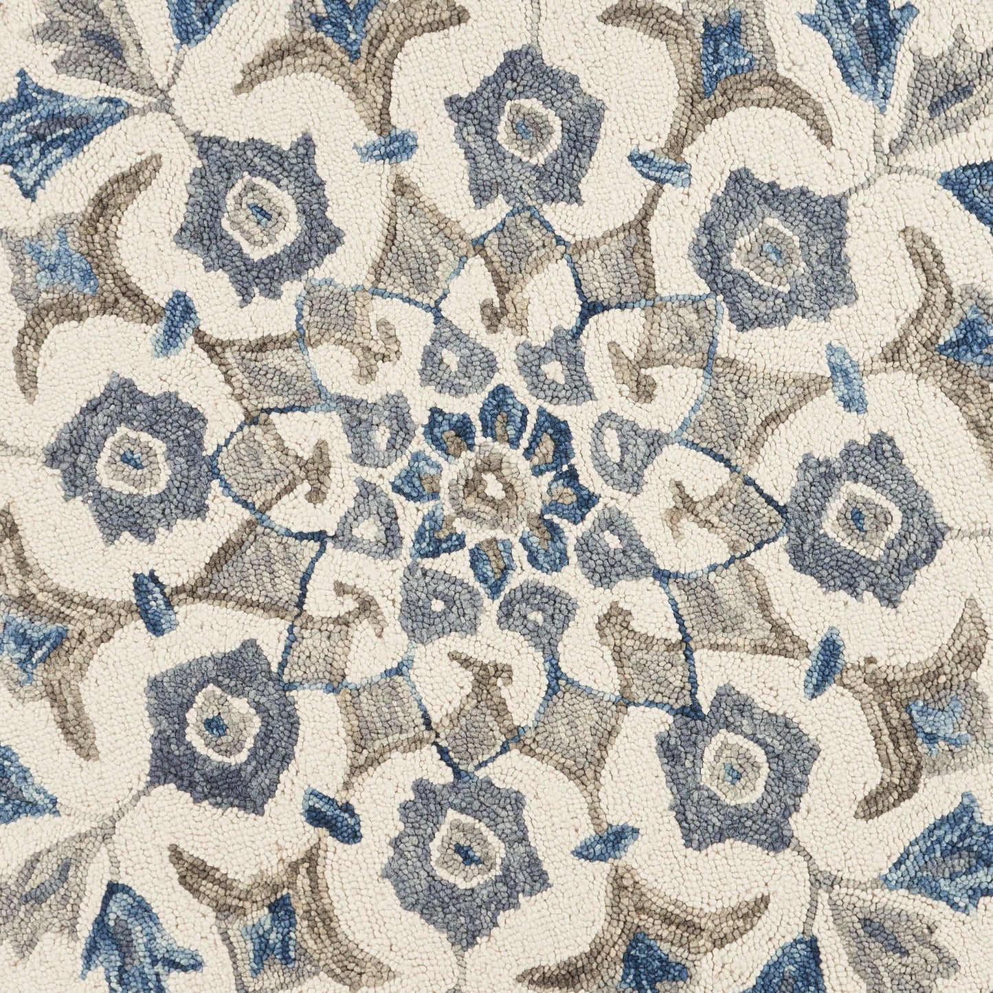 4' Round Blue Floral Oasis Area Rug