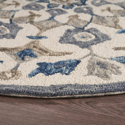 4' Round Blue Floral Oasis Area Rug