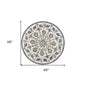 4' Round Blue Floral Oasis Area Rug
