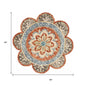 4' Orange And Red Wool Floral Hand Tufted Round Rug