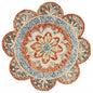 4' Orange And Red Wool Floral Hand Tufted Round Rug