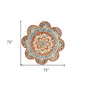 6' Orange And Red Wool Floral Hand Tufted Round Rug
