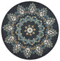 4' Round Black Floral Paradise Area Rug