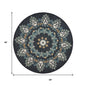 4' Round Black Floral Paradise Area Rug