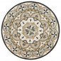 4' Round Gray And Ivory Floral Bloom Area Rug