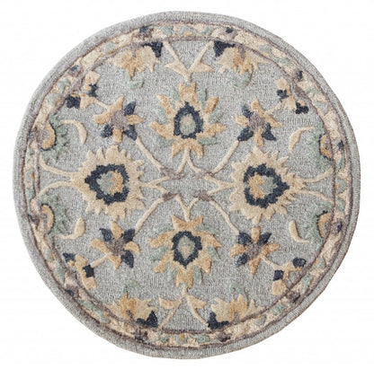 2' X 4' Blue And Beige Wool Hand Woven Area Rug