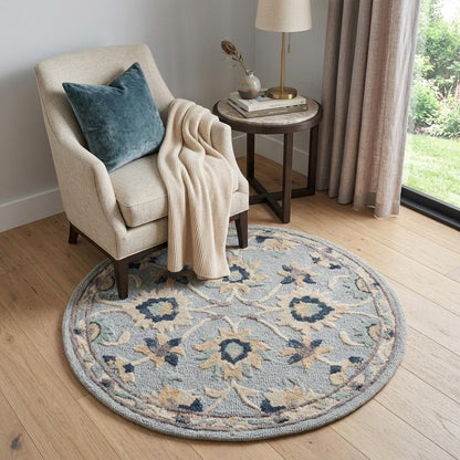 2' X 4' Blue And Beige Wool Hand Woven Area Rug