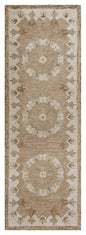 2' X 7' Tan Retro Modern Medallion Runner Rug