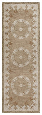 2' X 7' Tan Retro Modern Medallion Runner Rug