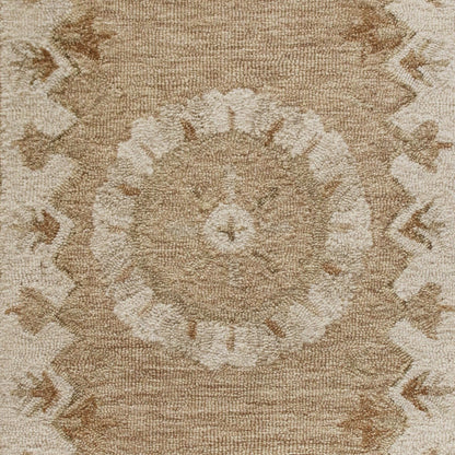 2' X 7' Tan Retro Modern Medallion Runner Rug