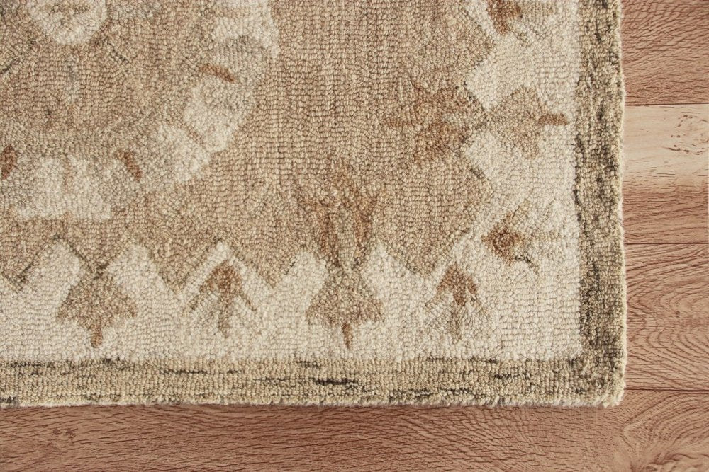 2' X 7' Tan Retro Modern Medallion Runner Rug