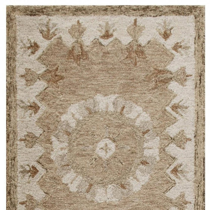 2' X 7' Tan Retro Modern Medallion Runner Rug