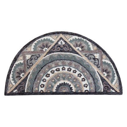 3' Round Gray Geometric Medallion Area Rug