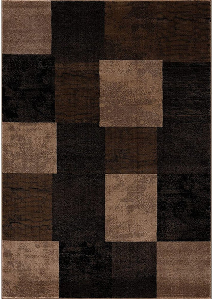 6' X 9' Black And Brown Geometric Distressed Area Rug