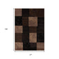13' Brown And Black Geometric Shag Runner Rug