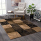 6' X 9' Black And Brown Geometric Distressed Area Rug