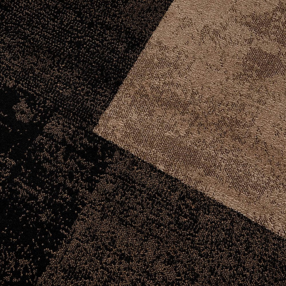 6' X 9' Black And Brown Geometric Distressed Area Rug