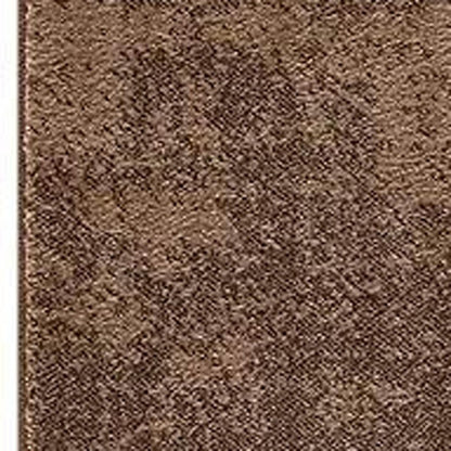 13' Brown And Black Geometric Shag Runner Rug