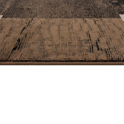 6' X 9' Brown Checkered Dhurrie Area Rug