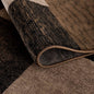 8' X 11' Black And Brown Geometric Distressed Area Rug