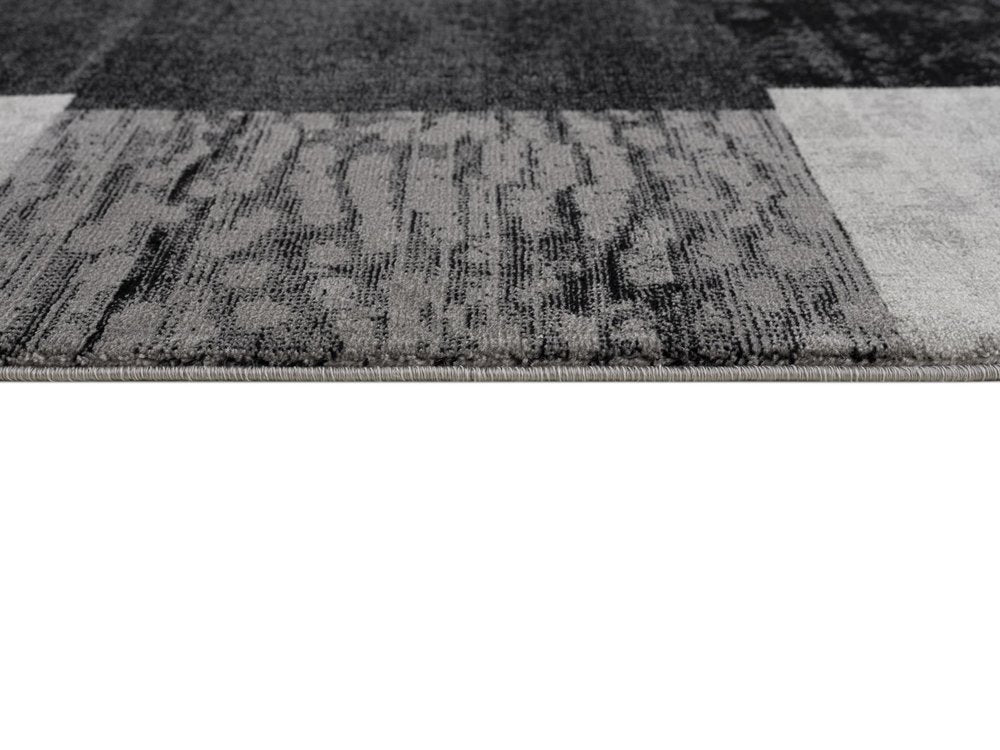 2' X 6' Gray Geometric Blocks Area Rug