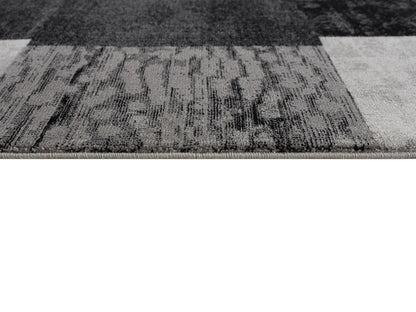 2' X 6' Gray Geometric Blocks Area Rug