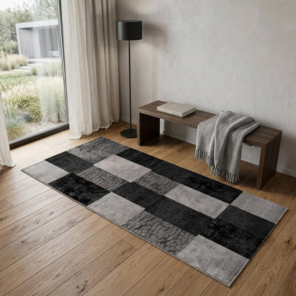 5' X 7' Gray Checkered Dhurrie Area Rug