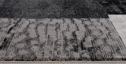 2' X 6' Gray Geometric Blocks Area Rug