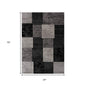 2' X 6' Gray Geometric Blocks Area Rug